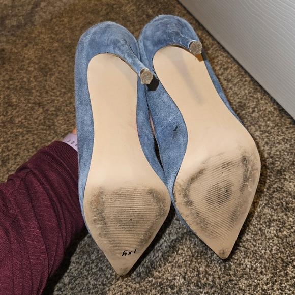 Steven Madden Daisie Denim Blue Suede Heels - Picture 3 of 4
